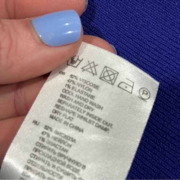 Reiss Womens Blue Archive Jamie Knitted V Neck Sleeveless A Line Dress Size 6 - Picture 11 of 16